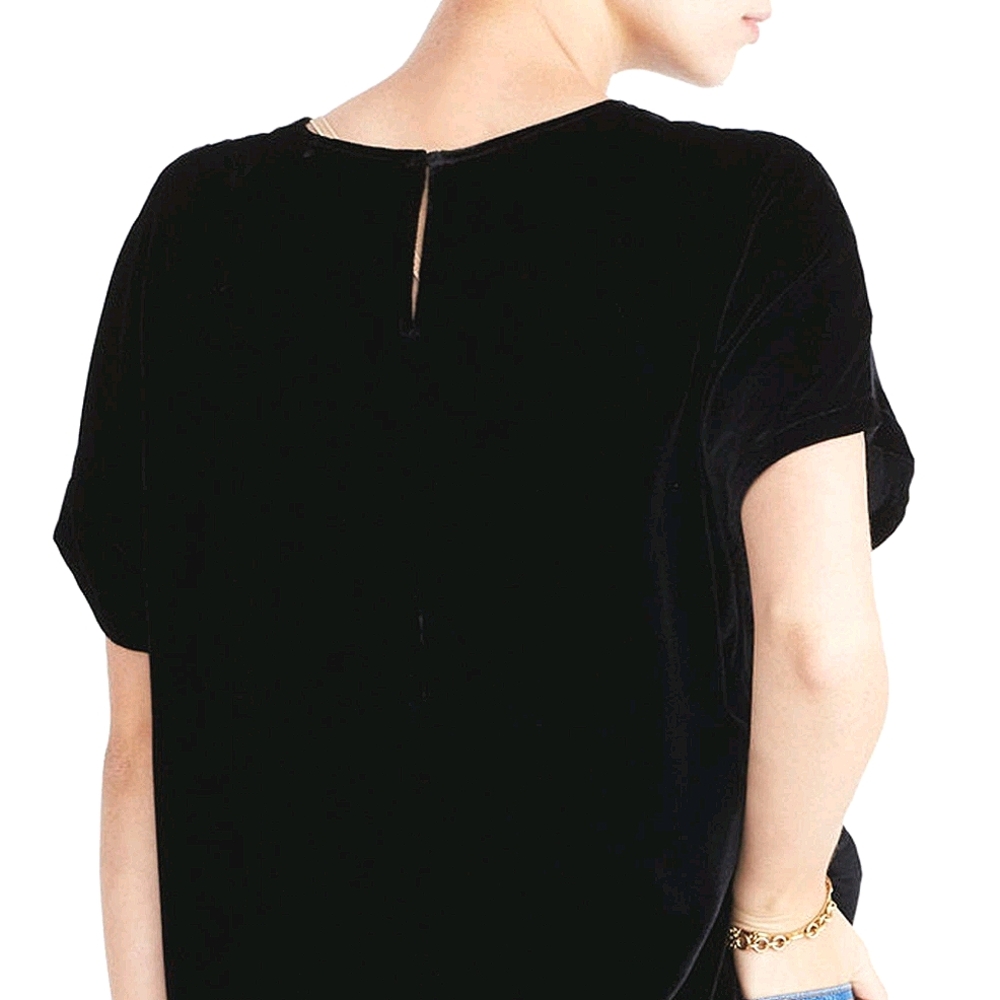 Madewell Black Keyhole Velvet Dolman Sleeve Tee